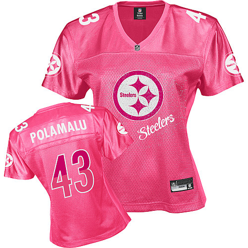 Steelers #43 Troy Polamalu Pink 2011 Women's Fem Fan Stitched NFL Jersey